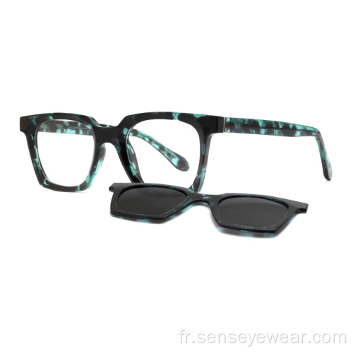 Clip polarisé magnétique carré TR90 UV400 sur les lunettes de soleil